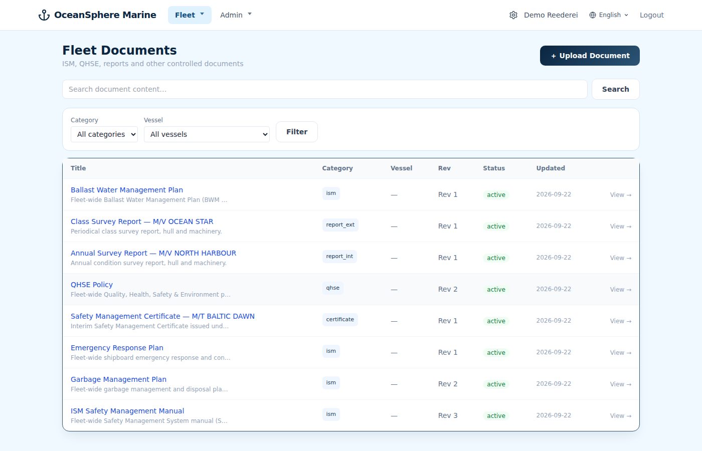 Fleet documents — screen