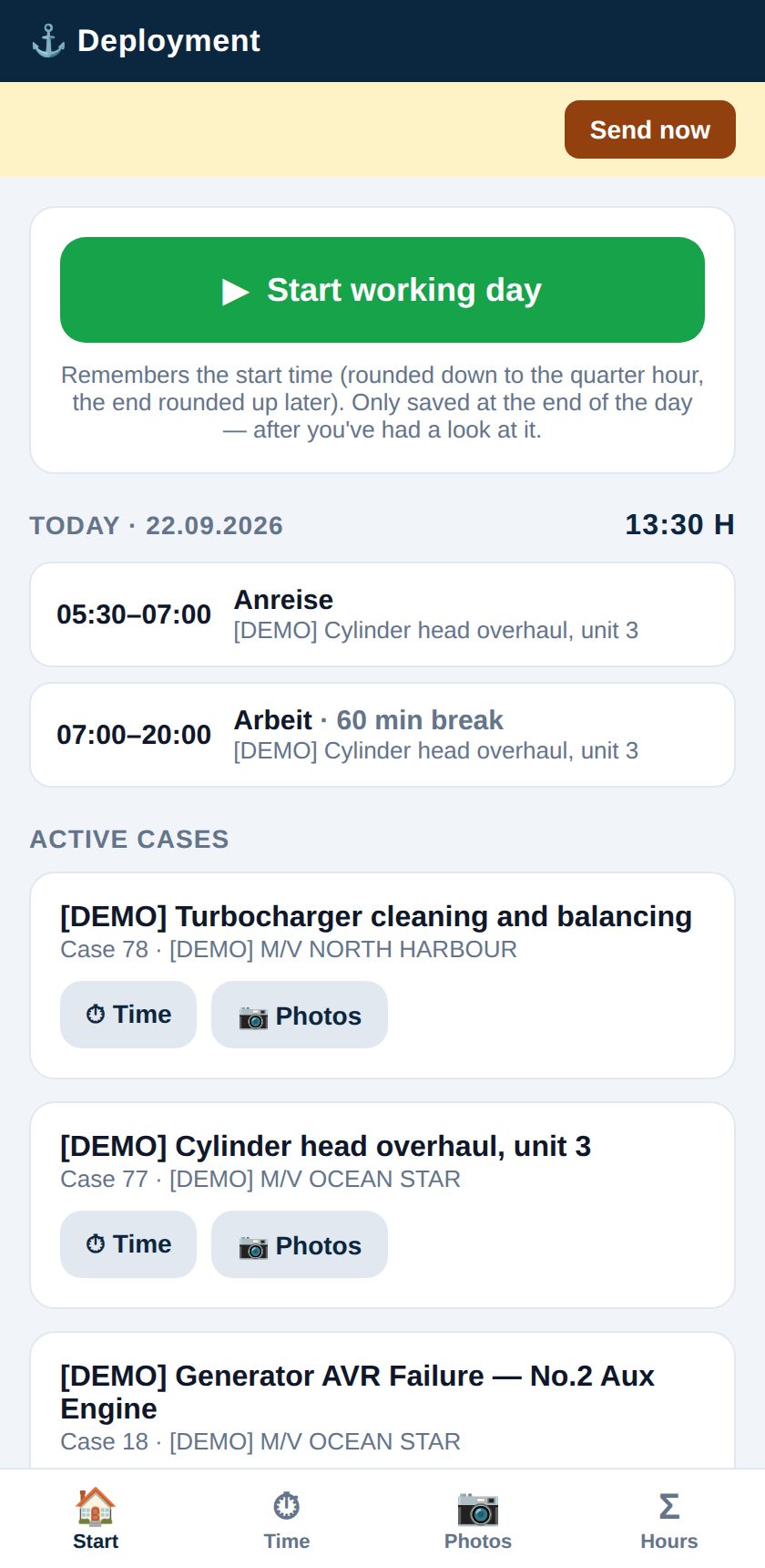 Field app — screen
