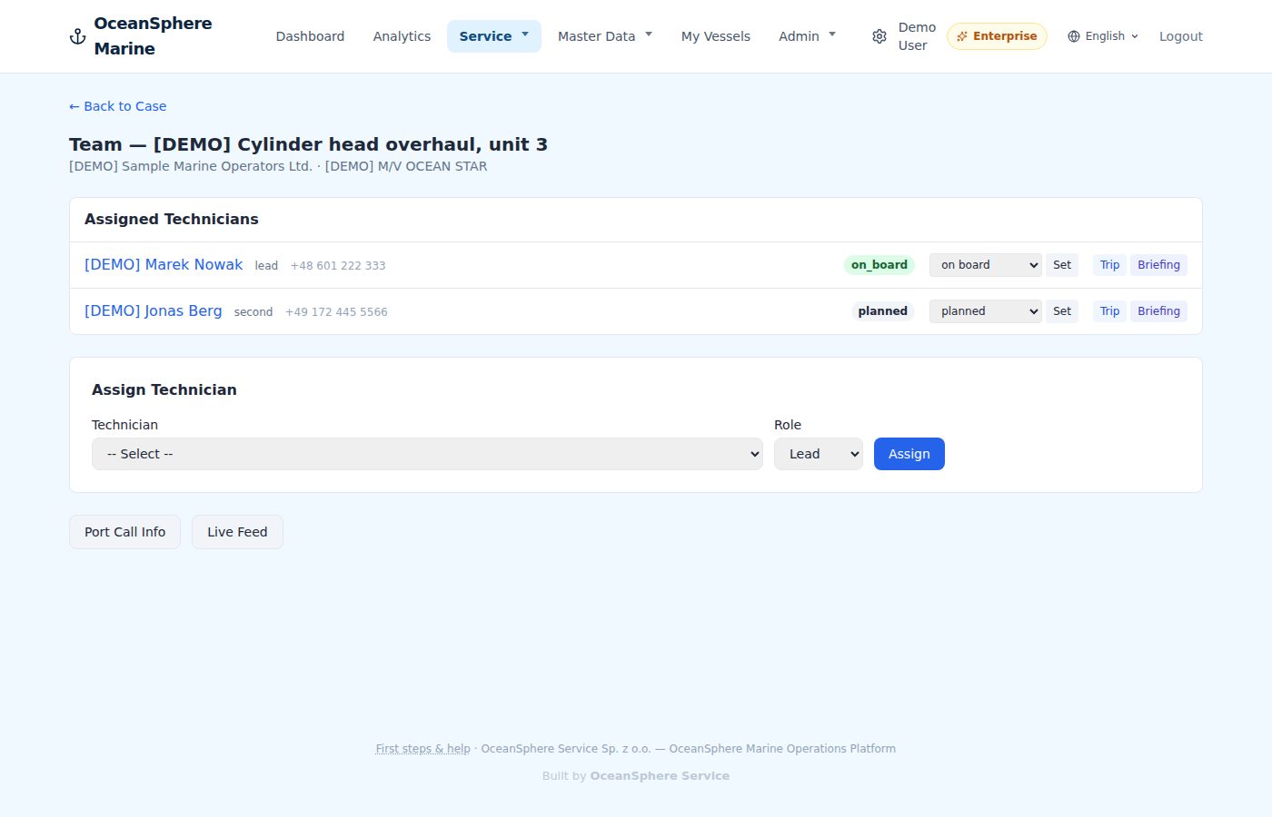 Assignments & briefings — screen